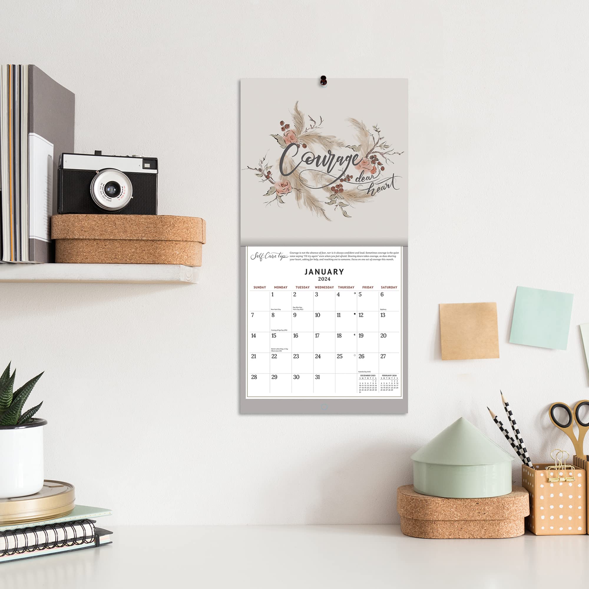 LANG Be Gentle With Yourself 2024 Mini-Wandkalender Monatskalender (24991079270)