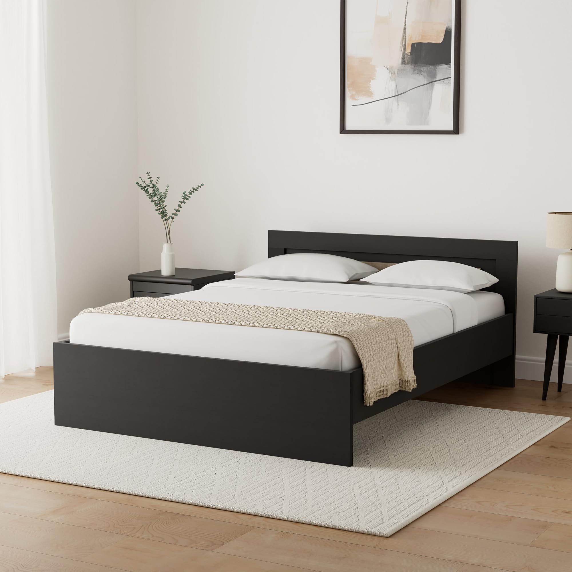 Amazon Brand - Solimo Aquilla Engineered Wood Wenge Finish Queen Bed (Brown) (B07L1DDXLR) Amazon Price History, Amazon Price Tracker