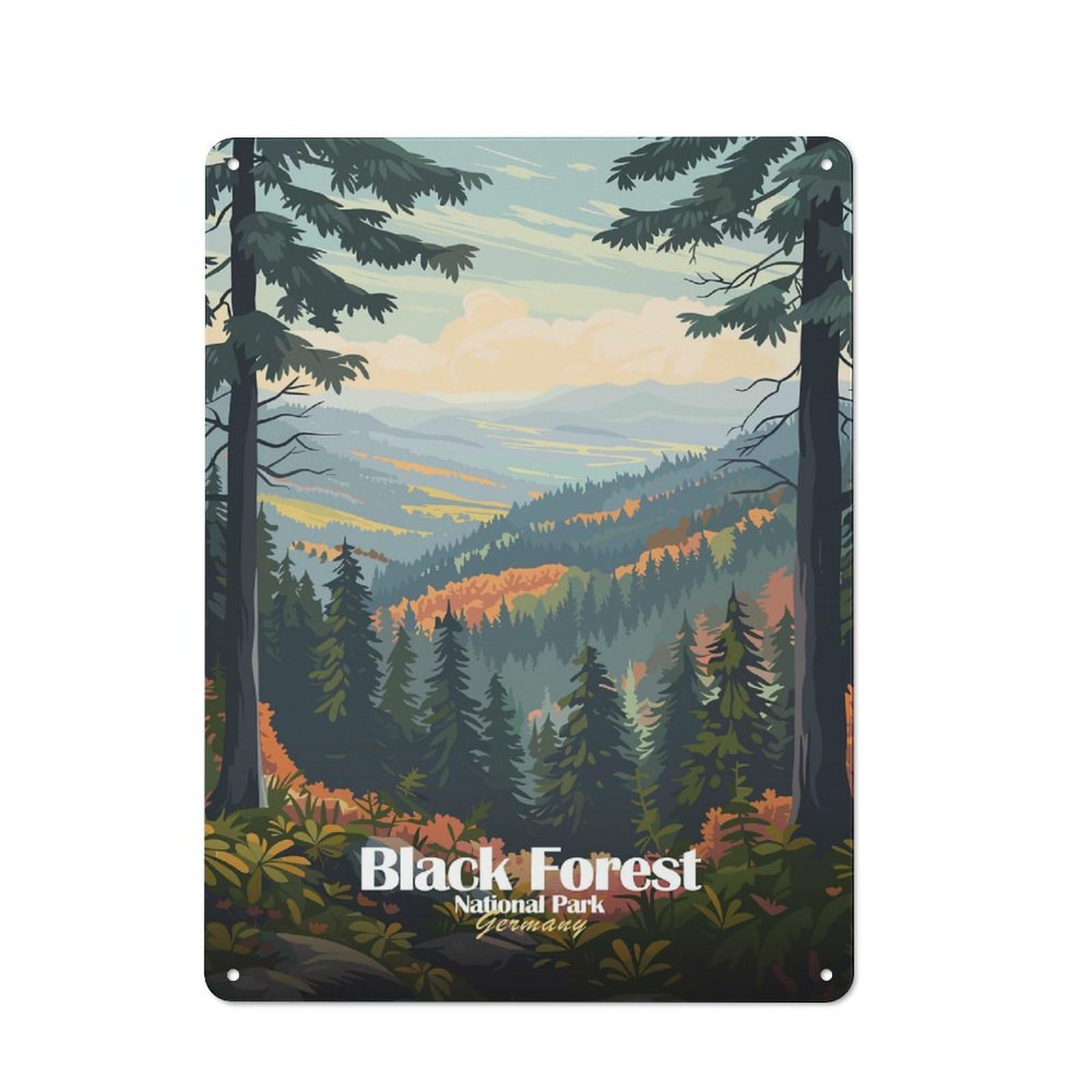 Junmoney Black Forest National Park Germany Vintage Tin Sign 40X30cm For Hobby Room Or Studio, A New Home Present For Creative Interior Collectors