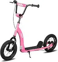 JOYSTAR Patinete para crianças a partir de 5 anos, adolescentes e jovens, scooter infantil leve com guidão ajustável, scooter de 2 rodas para meninos e meninas, rodas infláveis de 30 cm, freios a