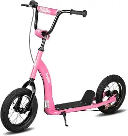 JOYSTAR Patinete para crianças a partir de 5 anos, adolescentes e jovens, scooter infantil leve com guidão ajustável, scooter de 2 rodas para meninos e meninas, rodas infláveis de 30 cm, freios a