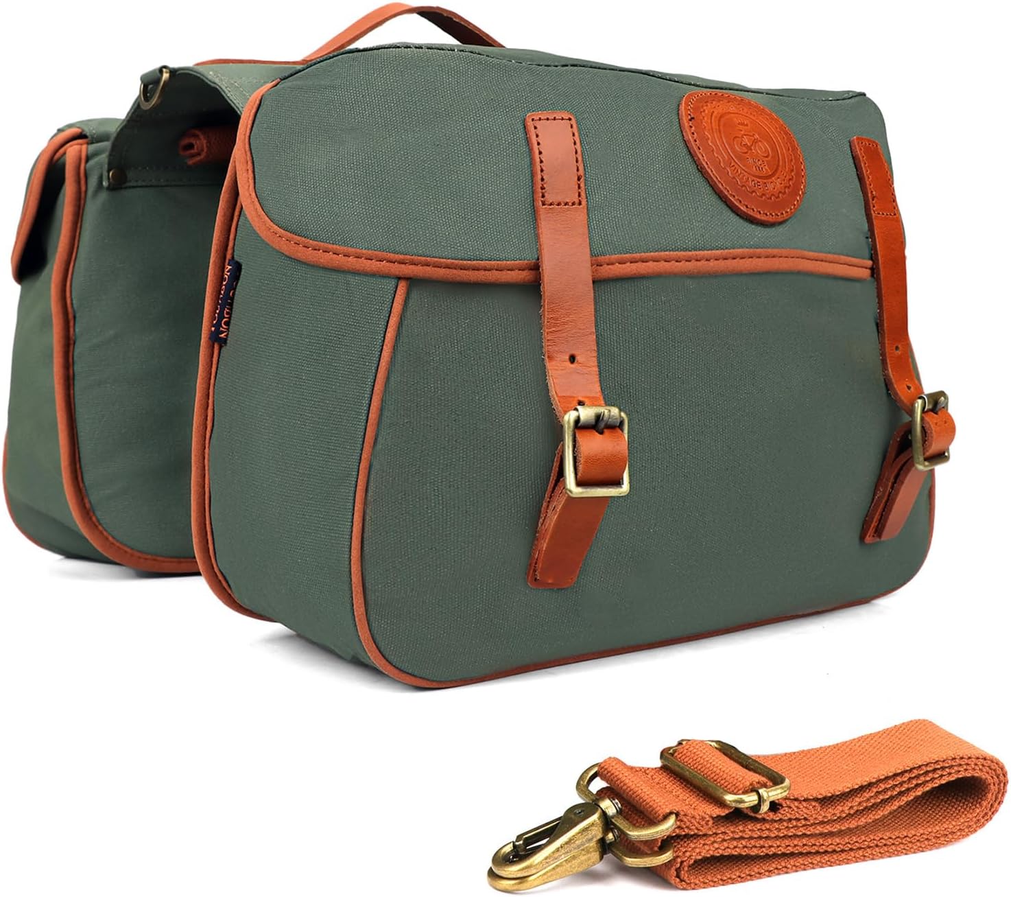 TOURBON Waterproof Canvas Bicycle Bike Rear Seat Carrier Bag Cycling Double Pannier Bag Pack