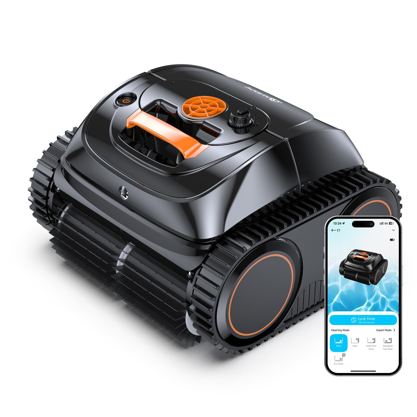 WINNY POOL CLEANER C1Pool Automatic Parking Robot (Black-Orange 1)