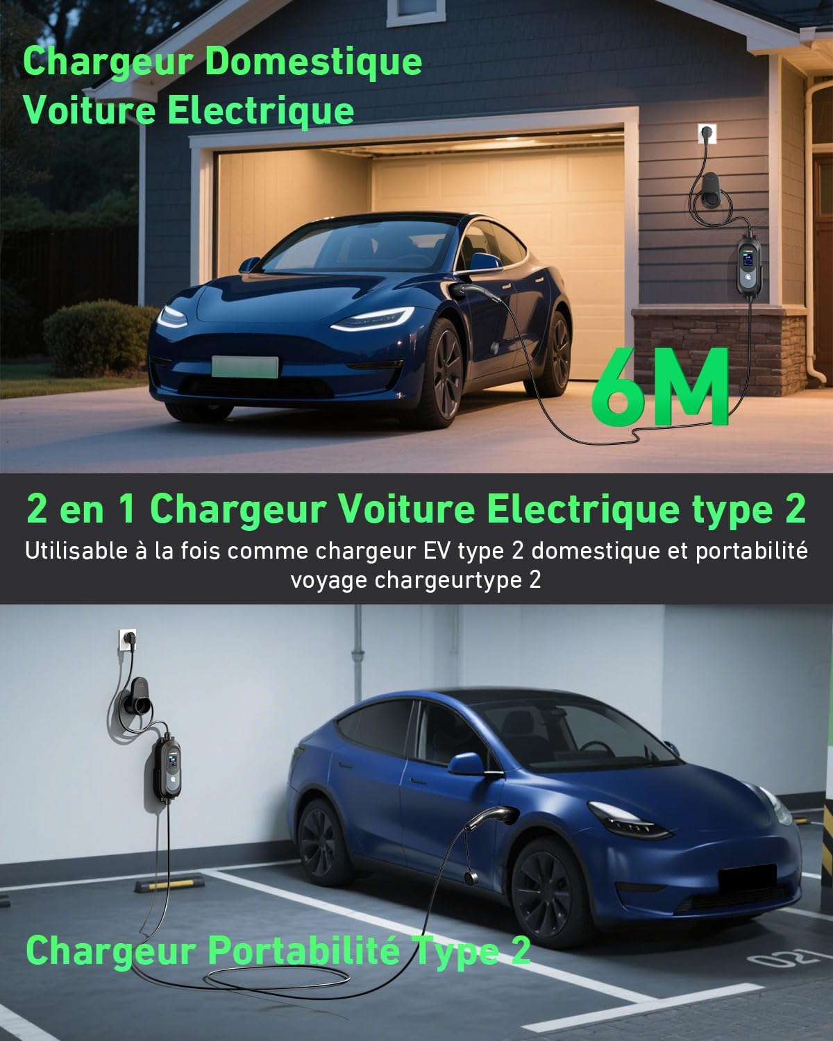 Compatibility chart for EVJUICION Type 2 charger with various EV models