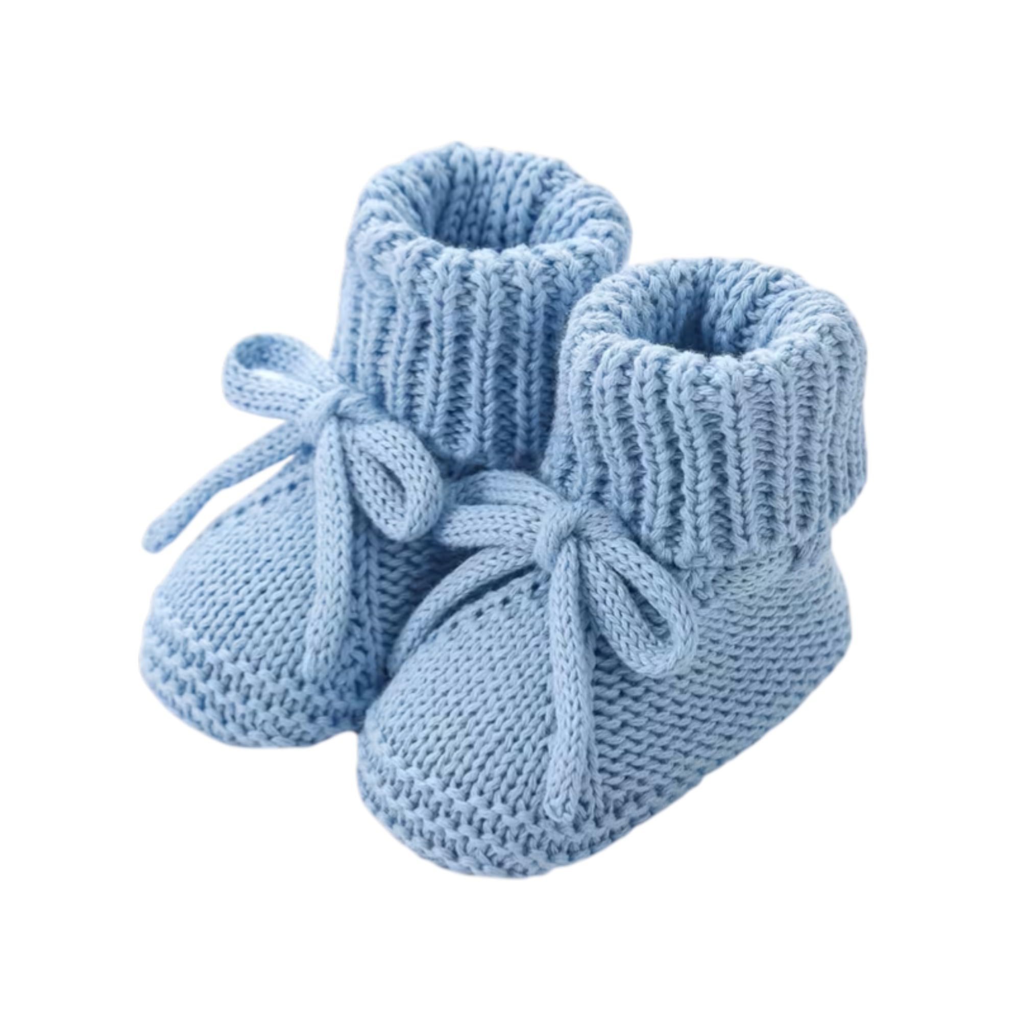 Ellepi Calzini Neonato in 100% Cotone Tricot – Stivaletti Lavorati a Maglia Alta Qualità, Taglia Unica 0-6 Mesi