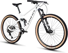 TRIFOX Bicicleta de montaña de fibra de carbono, suspensión completa 29er con Shimano M6100 Deore Groupset 12 velocidades, marco de carbono T800 y barra integrada, fuerte absorción de impactos de