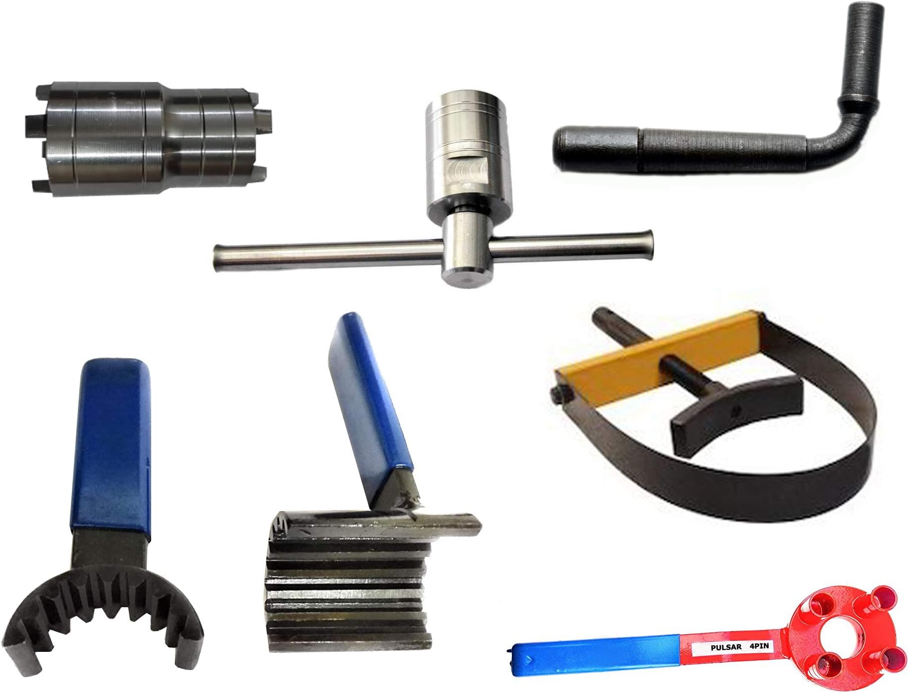 GIZMO 6 Pieces Repairing Tool Set of Magnet/Flywheel Puller, Clutch Nut Spanner, Timing Grary Set, 4 Pin Clutch Holder, Tappet key, and Magnet Holder