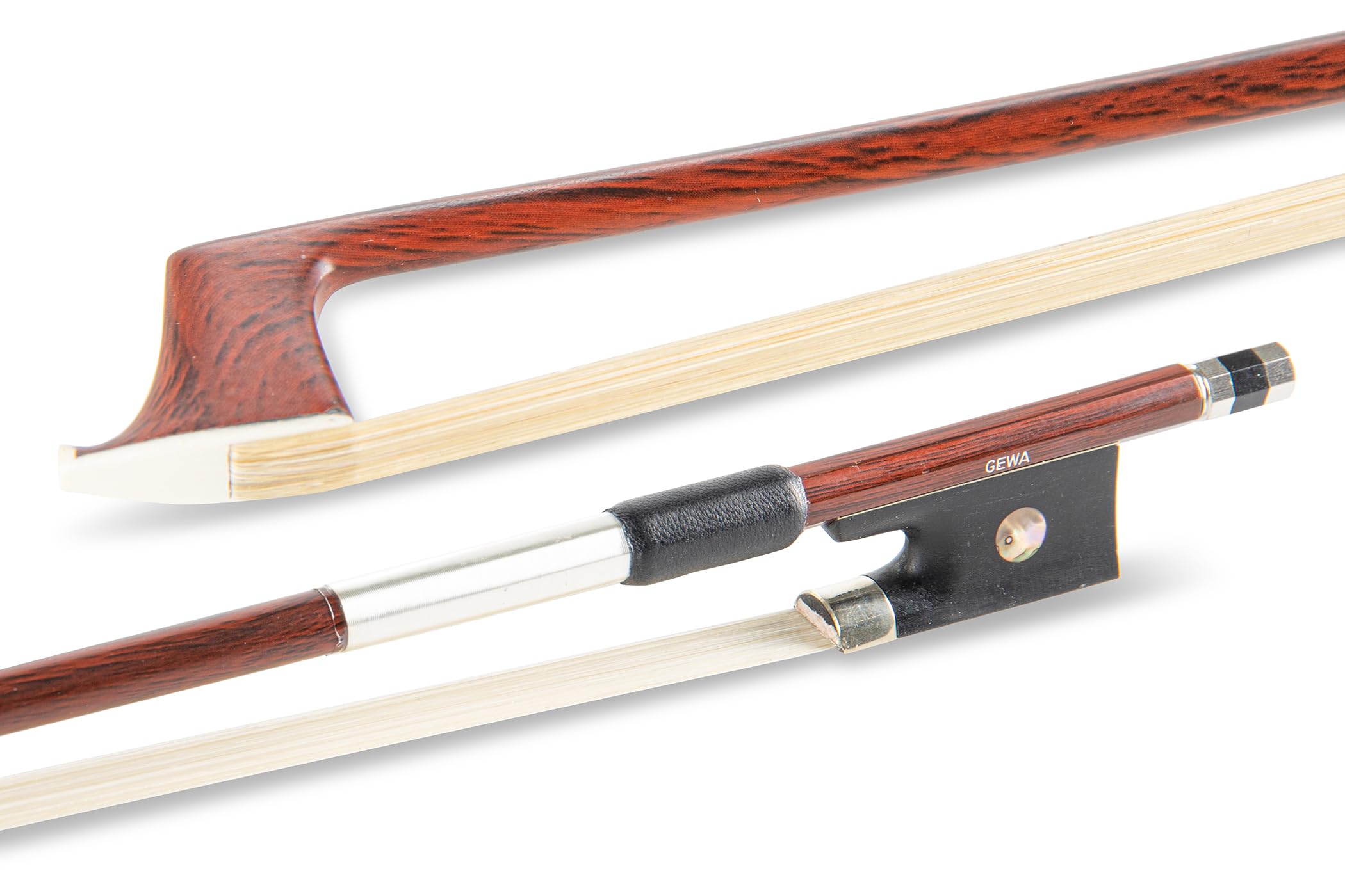 GEWA Violin Bow Carbon Student 3/4 - Wood Look Dark Brown - Ebony Frog - Natural Hair, Brown wood look