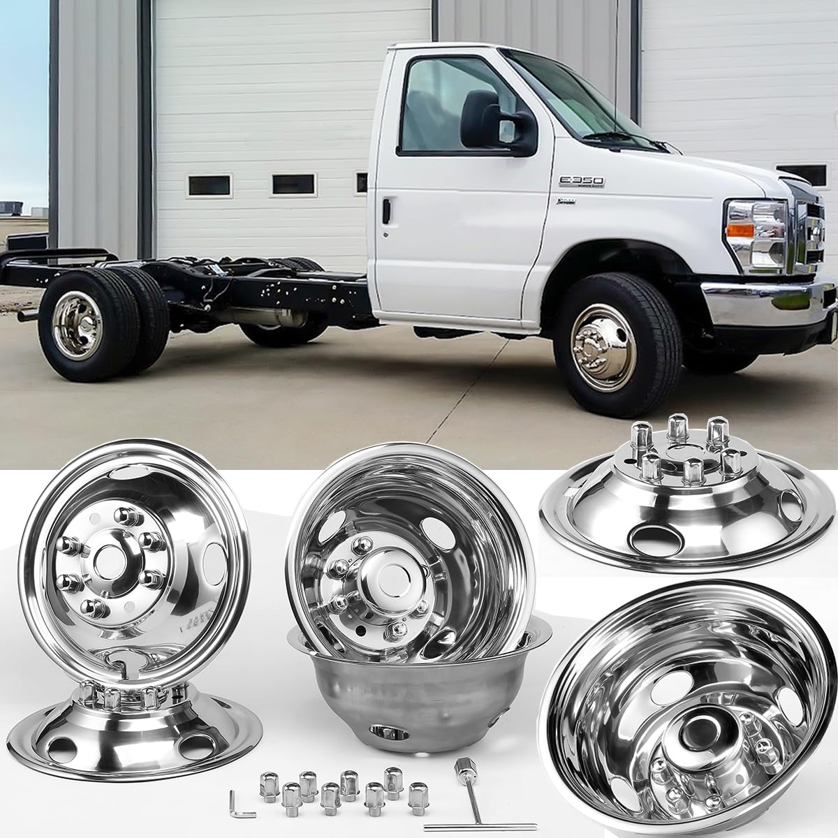 16" Dually Wheel Simulator fit for 1974-1998 Ford F350;1992-2021 E350/E450