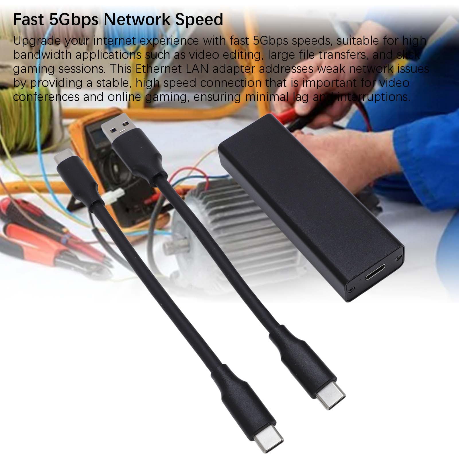 ANGGREK Adattatore USB C a Ethernet, Convertitore LAN Cablato 5 Gbps, Chip Realtek RTL8157, per Connessione di Rete Stabile