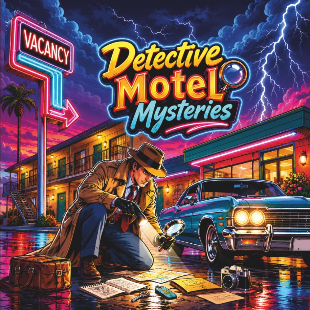 Detective Motel Mysteries: A Retro Noir Coloring Book for Adults Featuring Neon Vacancy Signs, Midnight Highway Motels and Hidden Evidence Trails