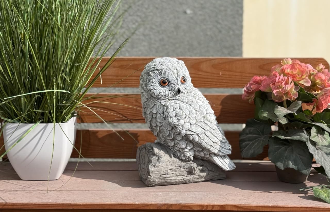 stoneandstyle Steinfigur Schneeeule Uhu, frostfest, massiver Steinguss