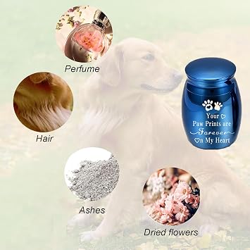 Small Pet Urns for Dogs Ashes Mini Urn Dog Ashes Cremation Keepsake Pet Memorial Urns Gift,Blue A