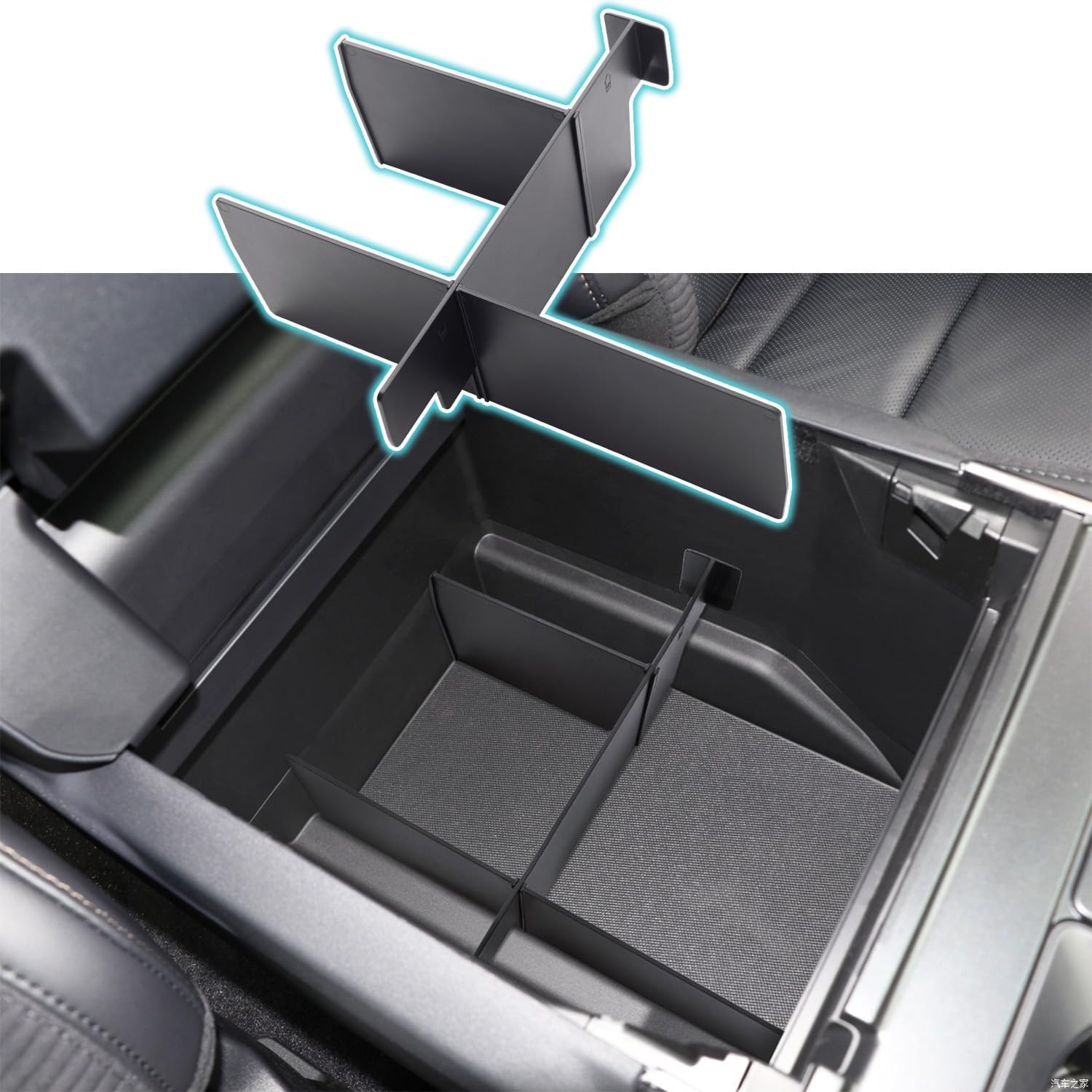 PIMCAR Center Console Organizer Divider for Ford F150 2021-2024, F150 Lightning 2022-2024 Armrest Divider Accessories