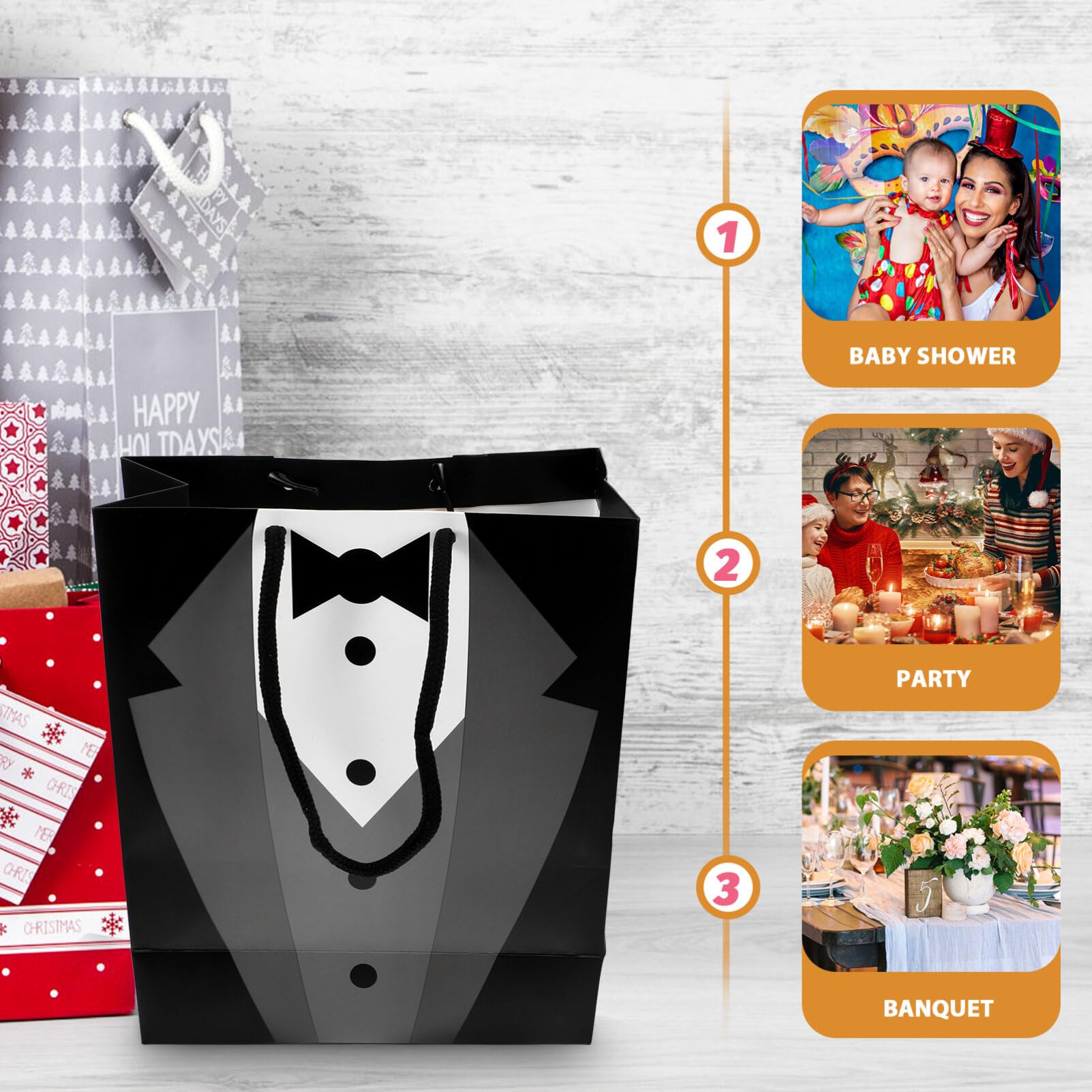 Groomsmen Paper Bags Tuxedo Bags for Wedding Groomsmen Anniversary, 5 Pack Party Favor 19 x 9 x 23cm