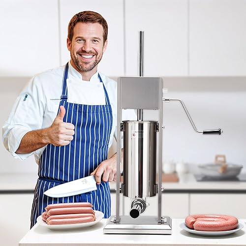 Miniatura 7 de Relleno manual de salchichas, máquina de llenado de salchichas vertical, máquina de llenado de carne de acero inoxidable 304 de grado alimenticio