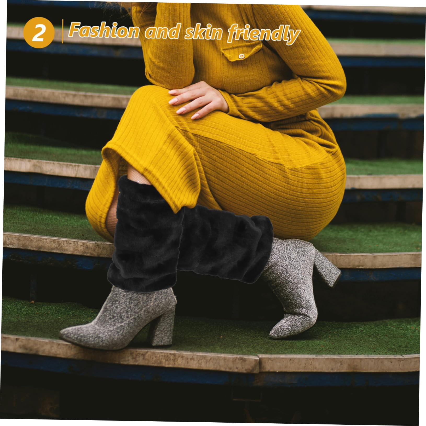 BESPORTBLE Scaldamuscoli Nera Lunghi Sintetica Pelliccia 30cm da Donna