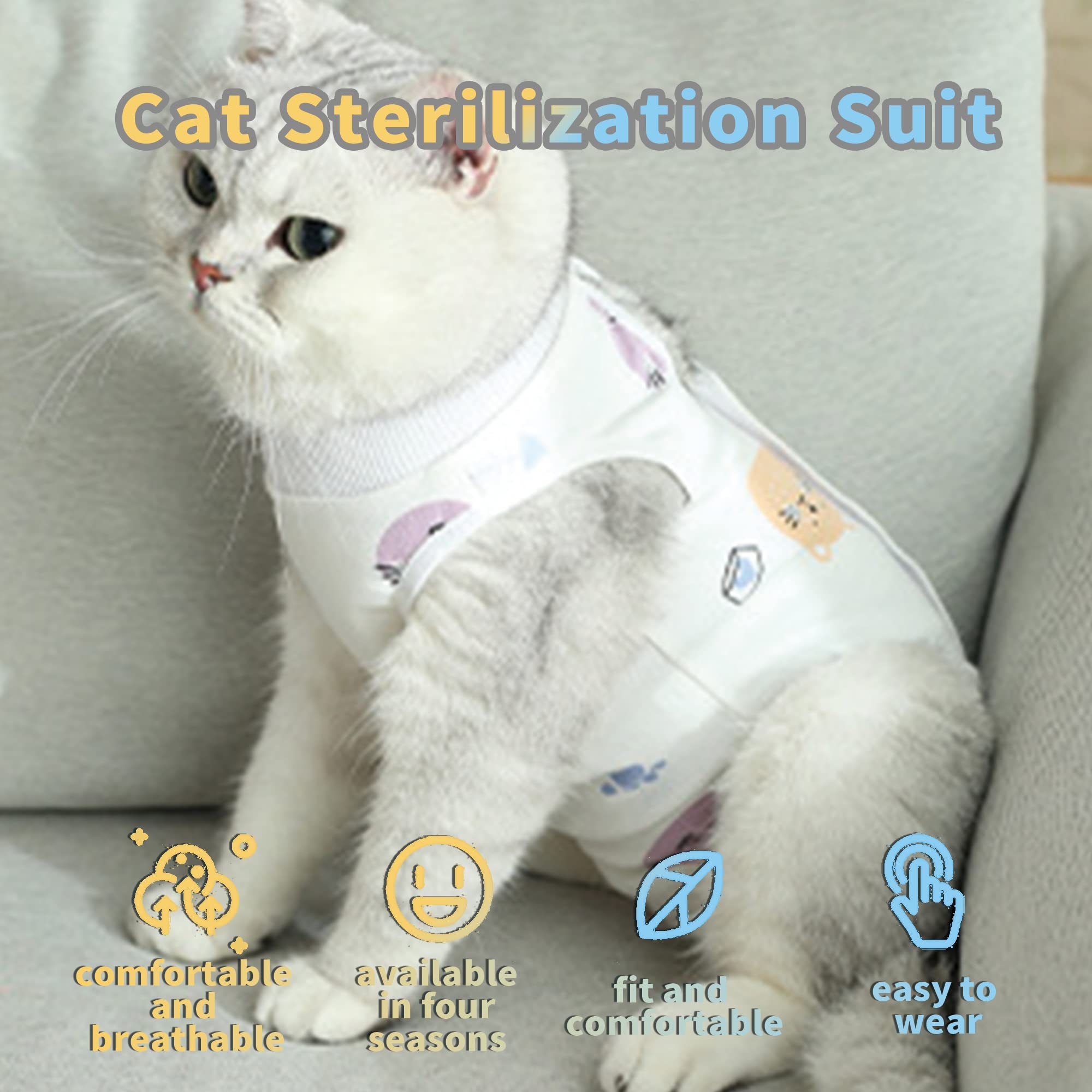 Cat Professional Recovery Suit，Body Suits for Abdominal Wounds or Skin Diseases，E-Collar Alternative for Cats, Onesie Cat Clothes After Surgery Collar & Cone Alternative — view 2