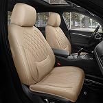 FREESOO Black Car Seat Covers Full Set - Faux Nappa Leather Seat Covers for Cars, Ultra Breathable Waterproof Front Seats Protector with Lumbar Support, Universal Fit for Automotive Sedan SUVs Pickups | faux nappa leather seat covers, waterproof brea