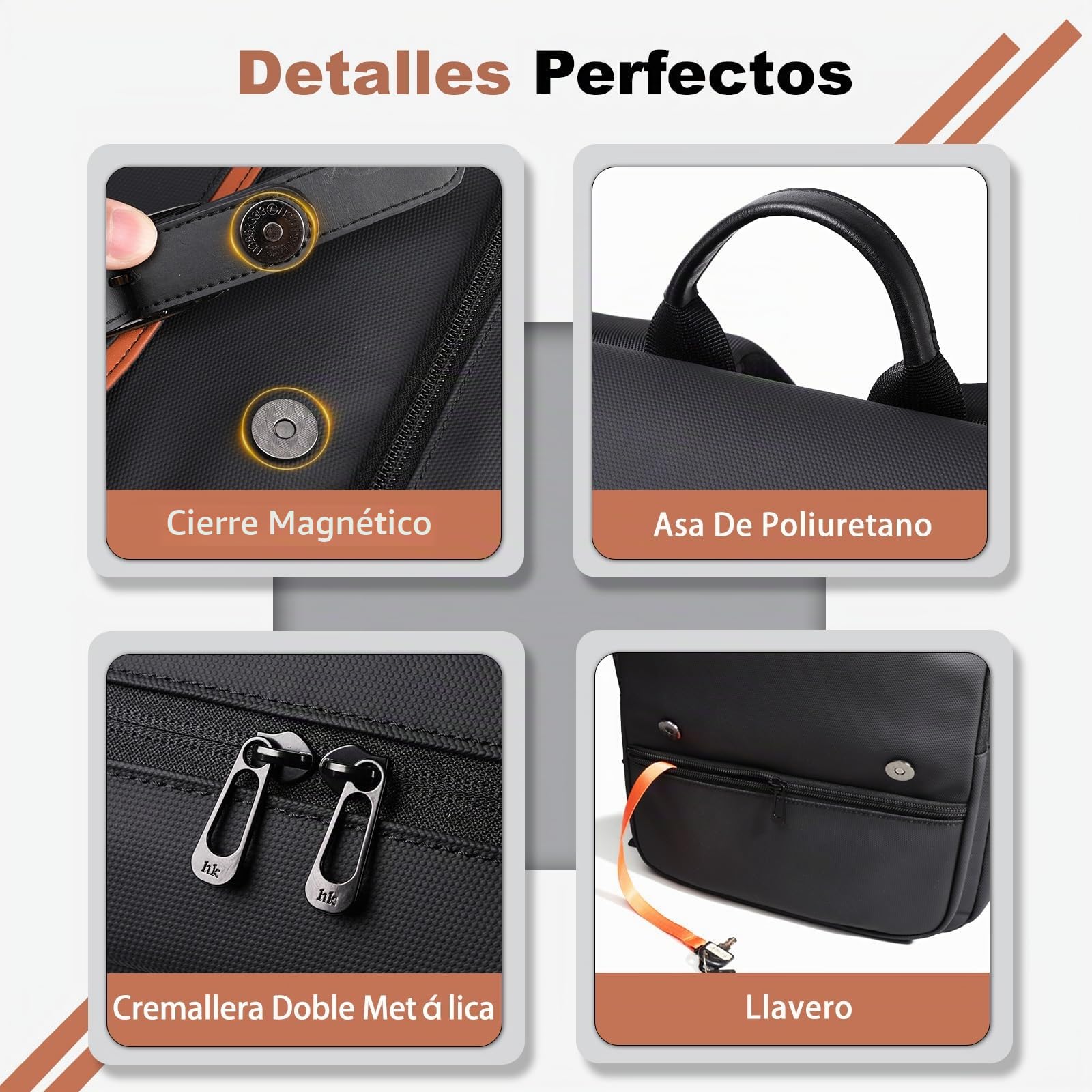 hk Mochila Vintage para Hombre Mujer, Mochila Portátil 15.6 Pulgadas con Solapa Magnética, Mochila con tapa, Ligera Impermeable, Mochila Trabajo Viaje Universidad Mochila Antirrobo Casual-Negro