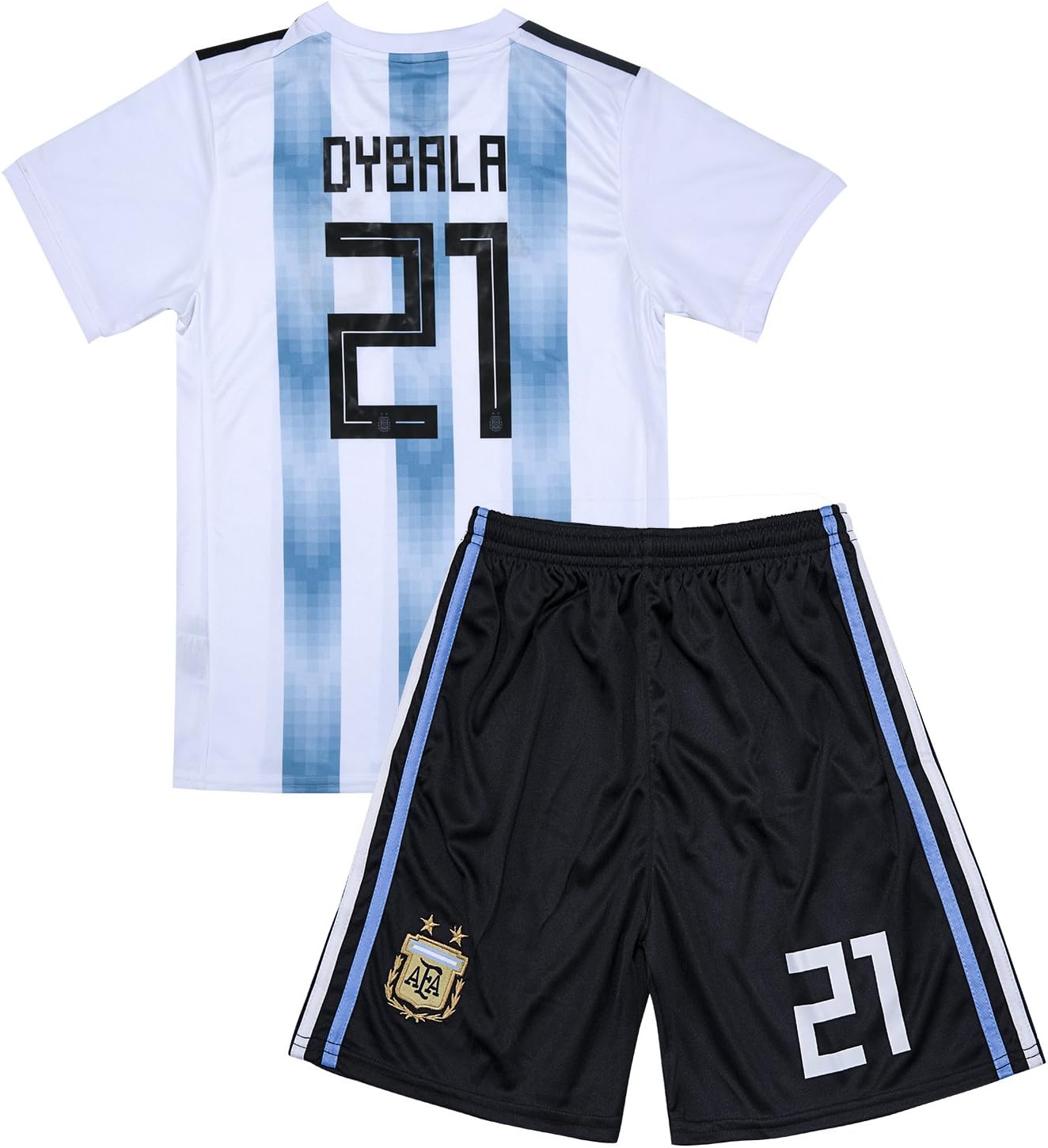 #21 Dybala 2018 Russia World Cup Argentina National Home Soccer Jersey Kids Youth White/Blue Size 11-13Y/size 28