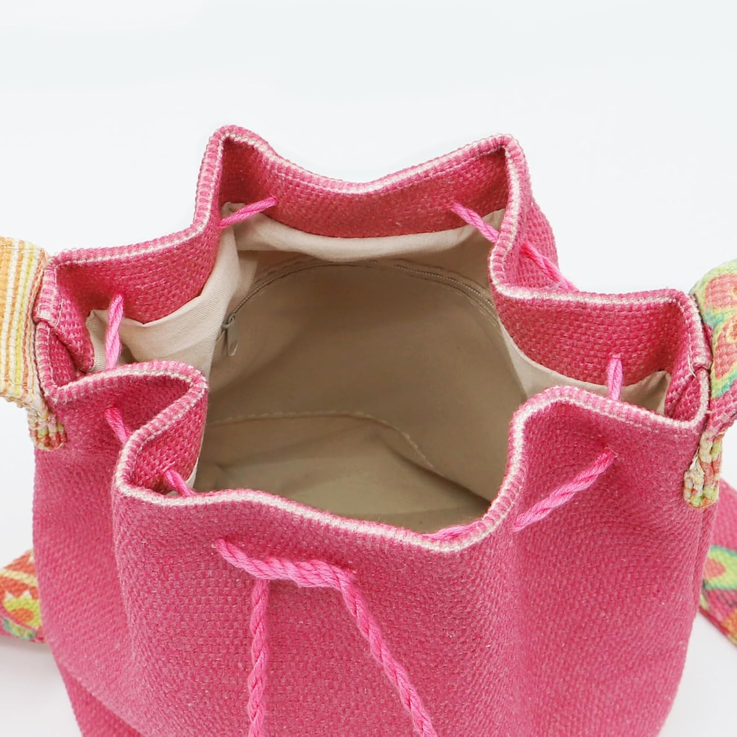 Canvas Pink Tote Bag, Crossbody Bags for Women, Bohemian Shoulder Straps, Large Capacity Travel Handbag for Vacation & Daily Use - Image 2