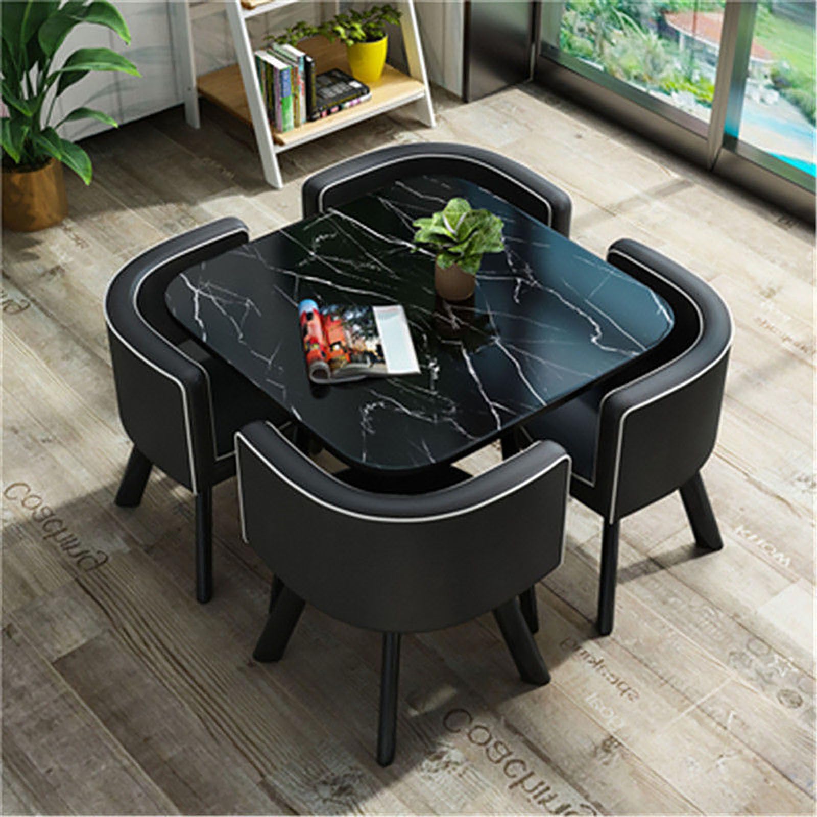Moderno juego de mesa redonda para conferencias, mesa de comedor con sillas, muebles de cocina elegantes para cena, 80 x 75 cm, perfecto para el hogar y la oficina