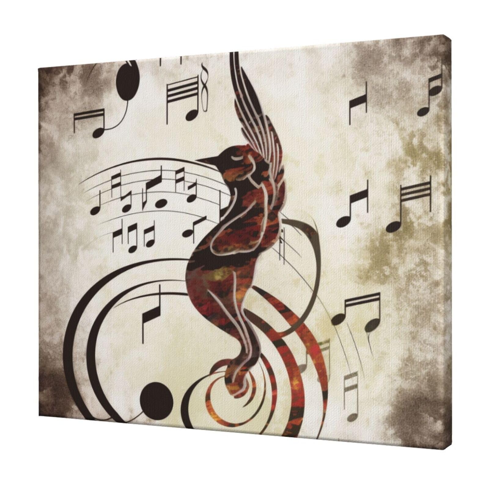 YKLJG Music Symbol Printed Wall Art Canvas Prints 60x50 CM Wooden Framed Picture Painting Artwork for Bedroom Kitchen Home Office Decor