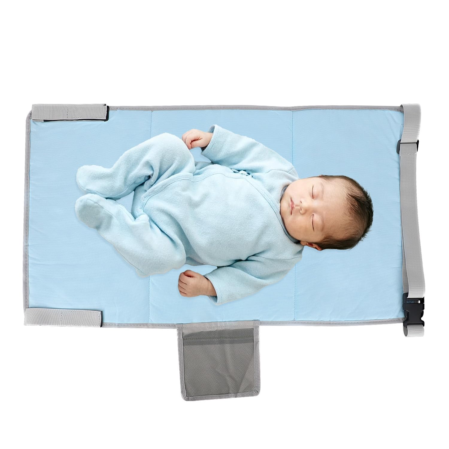 Kids Airplane Seat Extender Travel Bed, Toddler Airplane Bed Comfortable Oxford Cloth Infant seat Extender Travel Essentials (Blue) - Image 3