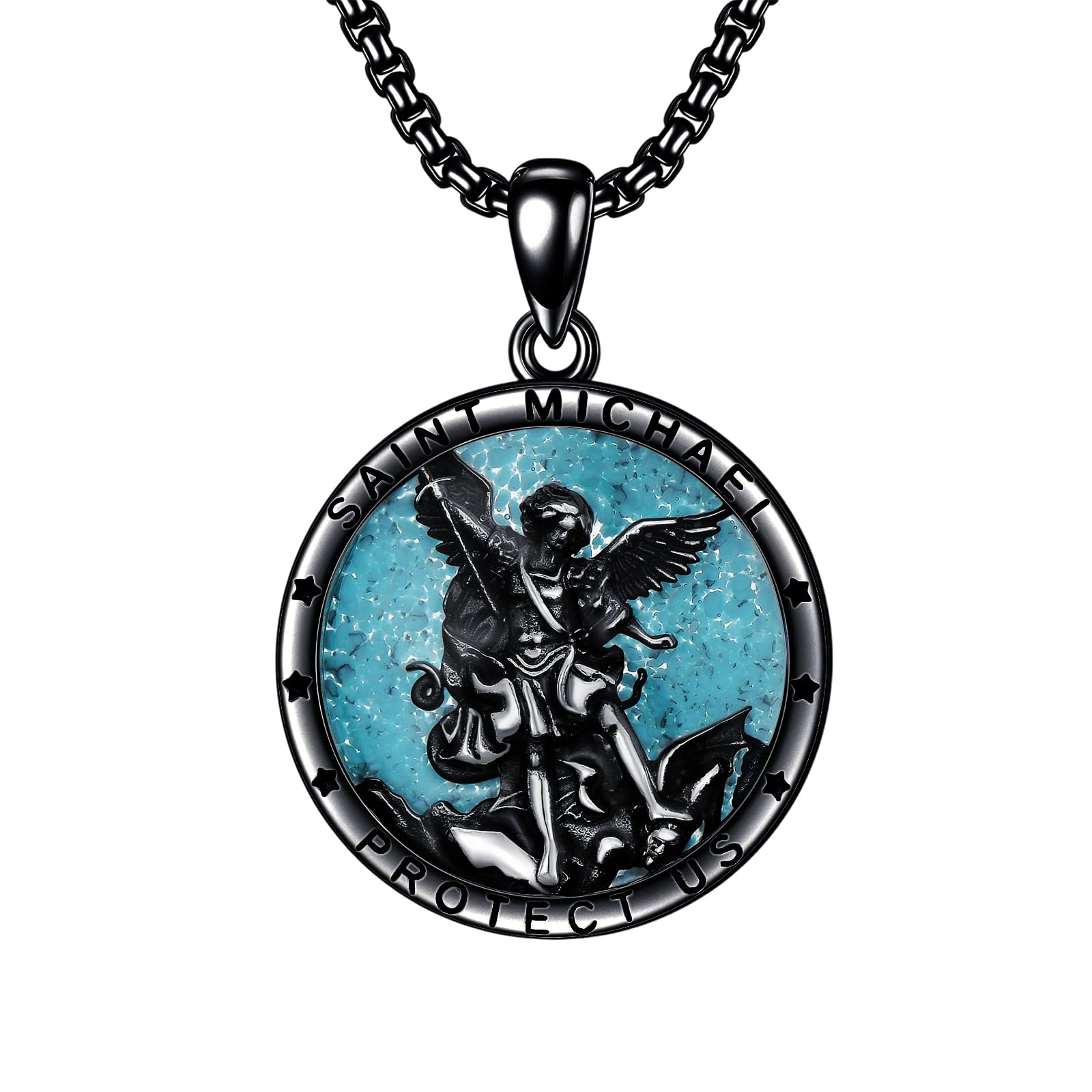 Seiyang Saint Necklace 925 Sterling Silver Patron Amulet Medal Jewelry for Men Women (with Gift Box)