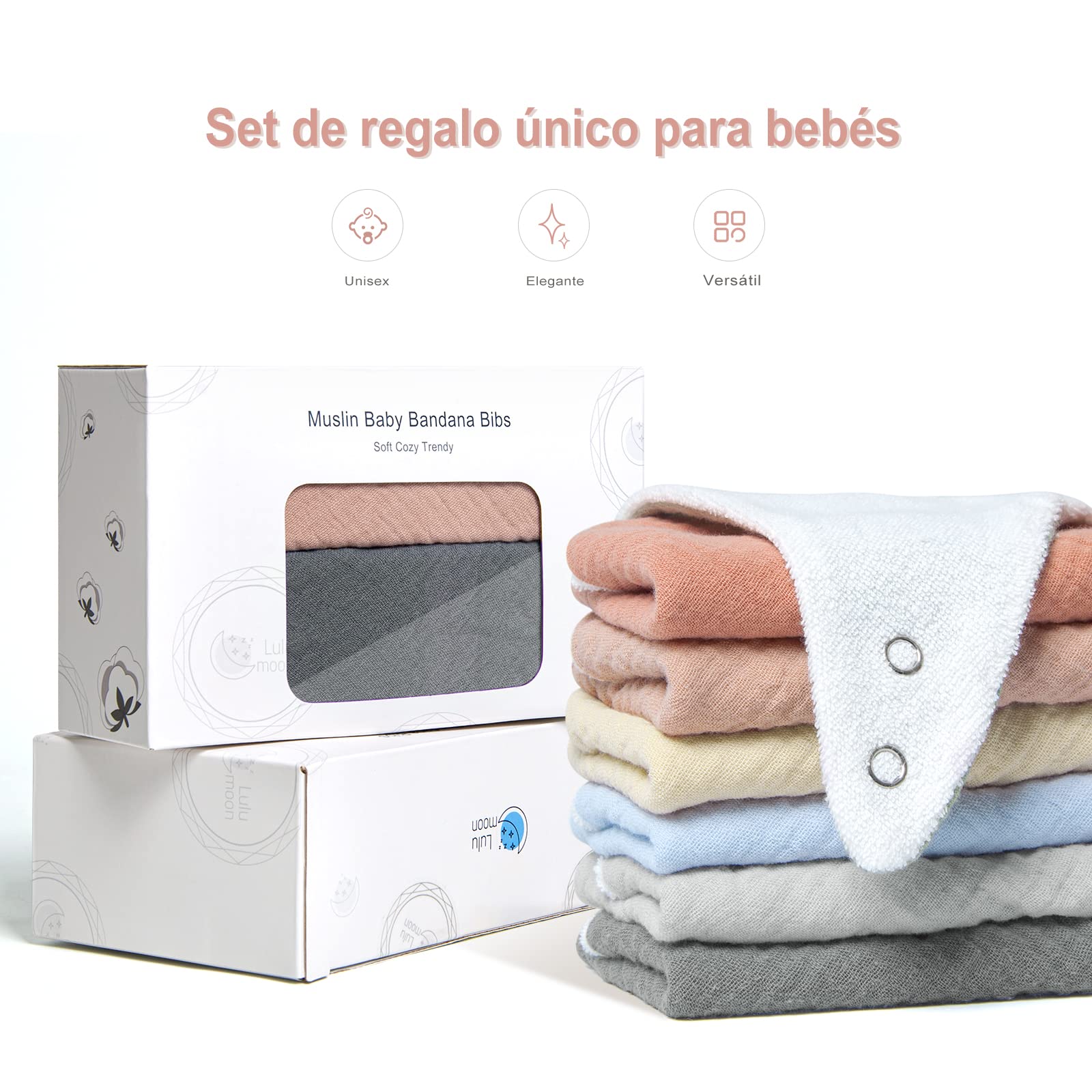 Lulu moon Bavoirs bébé écharpe triangulaire bébé mousseline foulard bébé garçon et fille 6 pièces