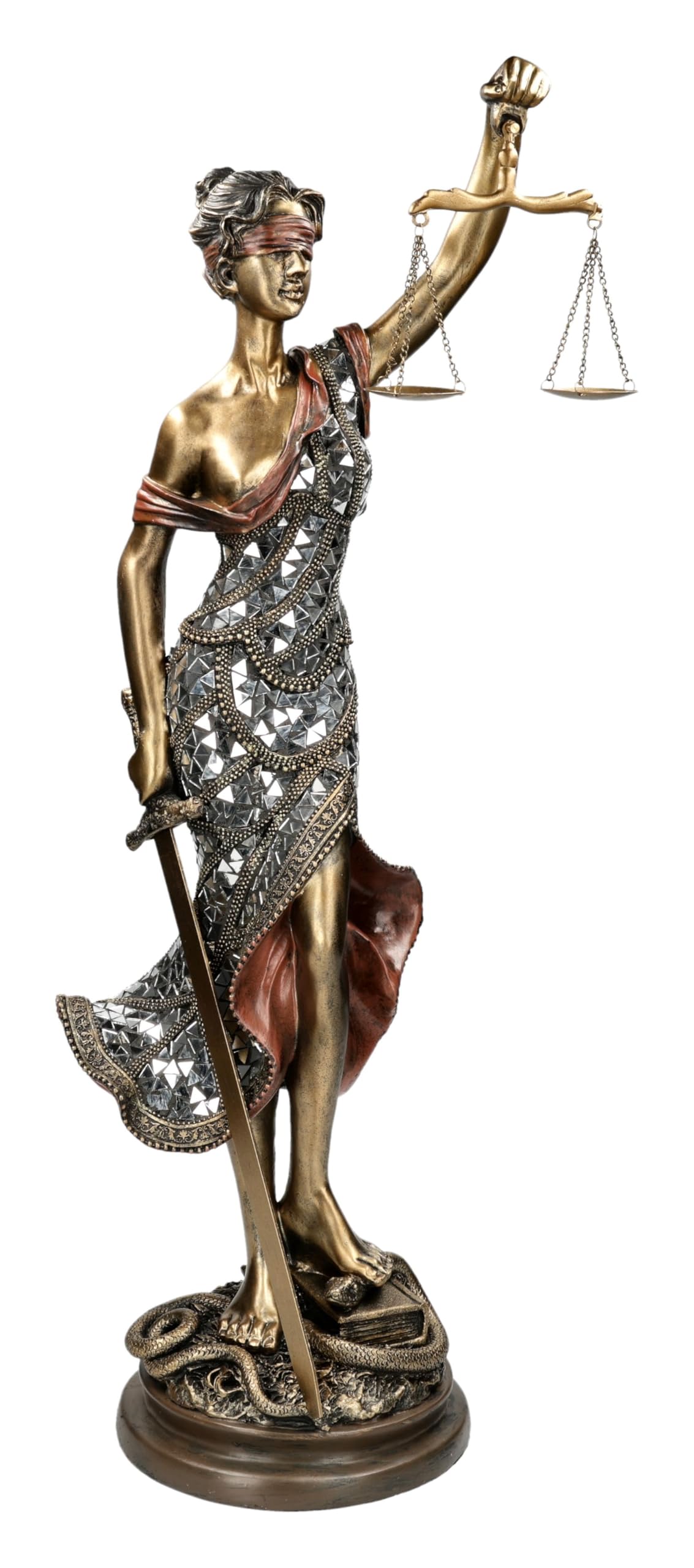 Figuren Shop GmbH Justitia Figur – Moderne Darstellung der Göttin der Gerechtigkeit (82 cm) – handbemalte Kunststein-Skulptur – Edle Deko für Kanzlei, Büro & Notariat – Geschenkidee für Juristen