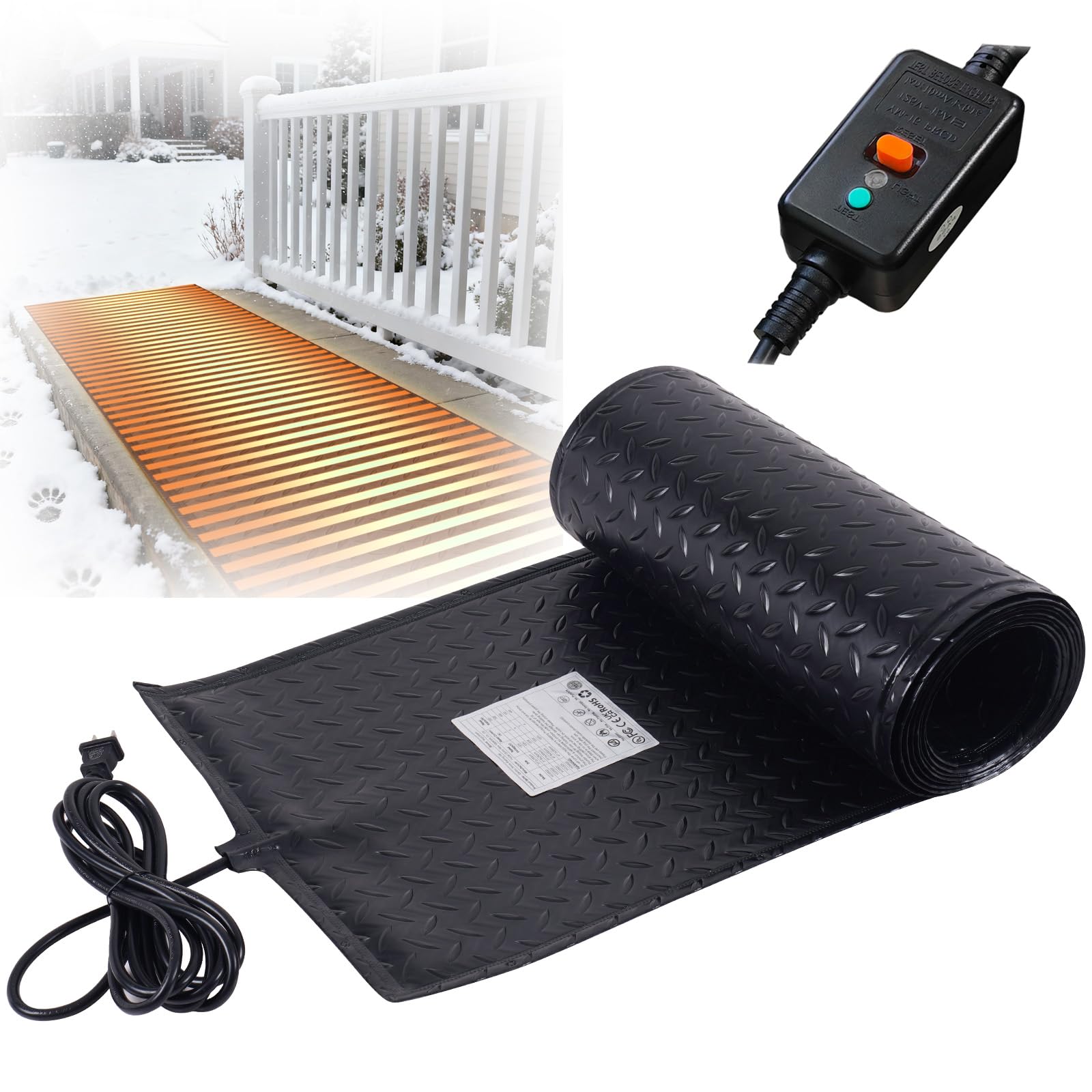 Tapis de fonte de neige 7,6 cm/h antidérapant et sécurisé