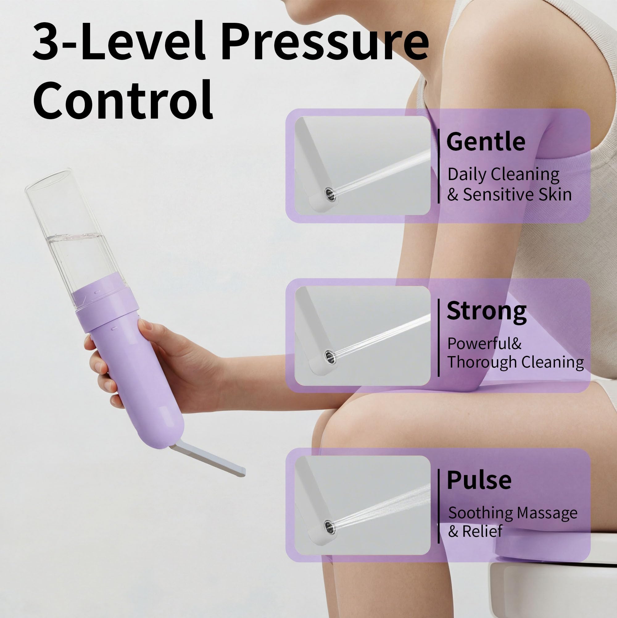 Bidet portatile da viaggio, spruzzatore per l'igiene personale per donne e uomini, bidet portatile portatile per WC, ricaricabile, elettrico, portatile, ad alta pressione, pieghevole, alimentato a