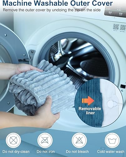 Miniatura 7 de Dowin Almohadilla térmica con masajeador para aliviar los calambres del dolor de espalda, almohadilla térmica eléctrica de 24 x 35 pulgadas para