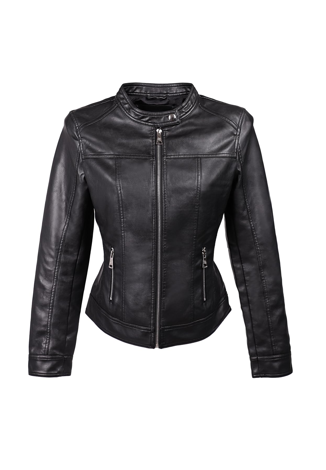 QUEEN HELENA Giacca di Pelle Giubbino Corto Giacchetta Biker Leggera con Zip Casual Donna Y4002