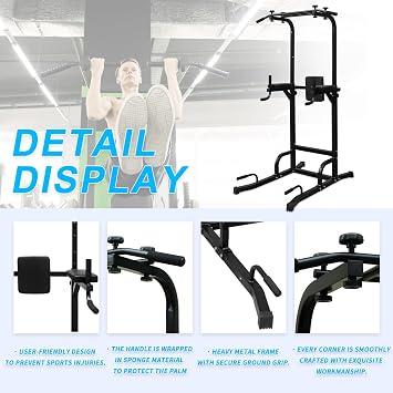 Power Tower Pull Up Bar Station Multi-Function Workout Dip Station for Home Gym Strength Training Fitness Equipment,440LBS