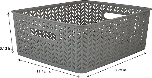 Miniatura 8 de Simplify - Papelera pequeña con diseño de espiga, color negro, gris, S