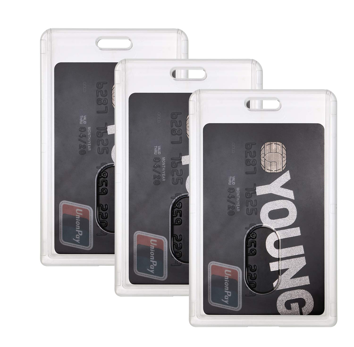 ONLYKXYHeavy Duty Hard Plastic ID Badge Holder Work Card Clear Holder （Vertical Style 54 x 85mm）