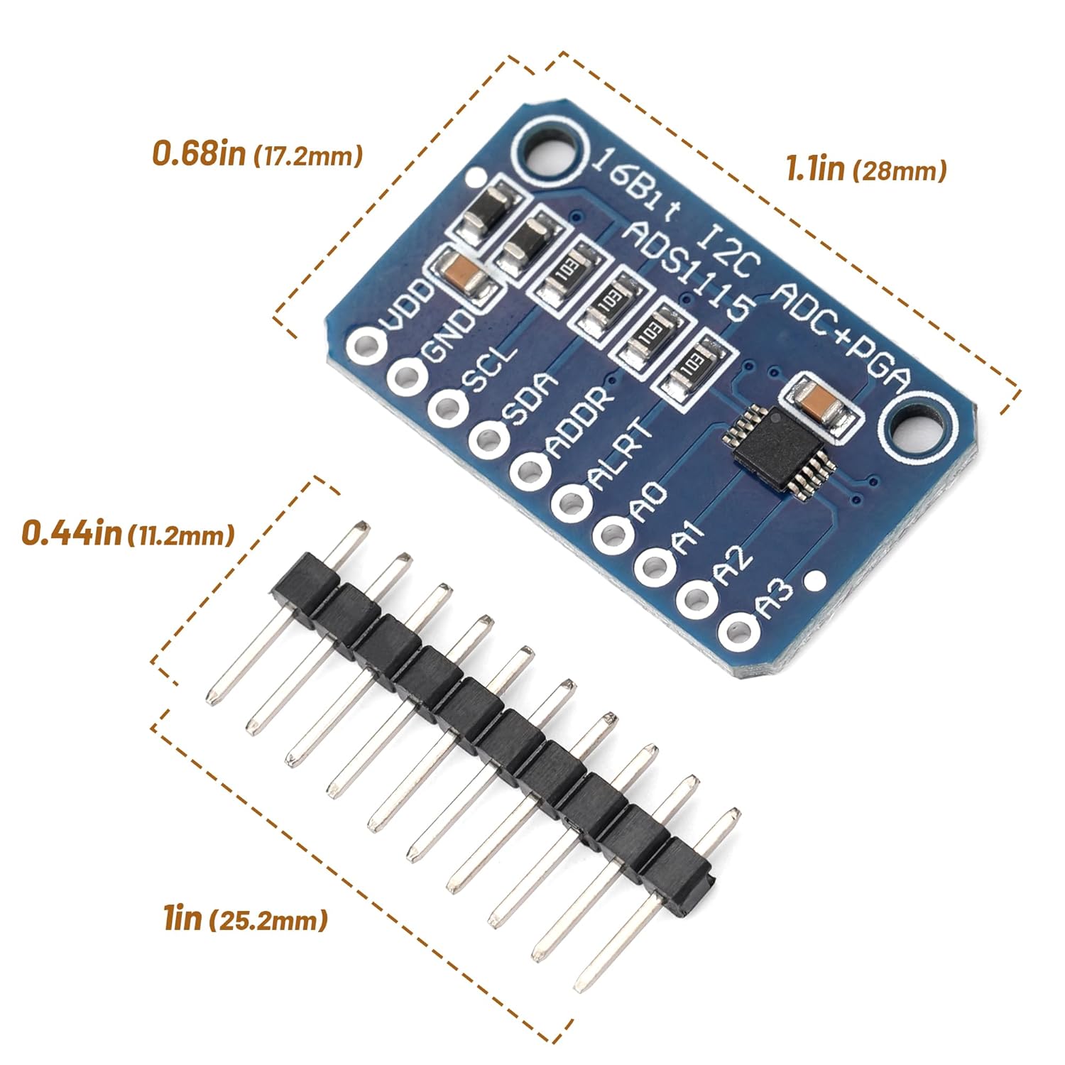 6 PCS ADS1115 16 Bits 4 Channel Analog-to-Digital Converter Precised Develop Board Module Amplifier Board ADC I2C IIC for Arduino Raspberry Pi