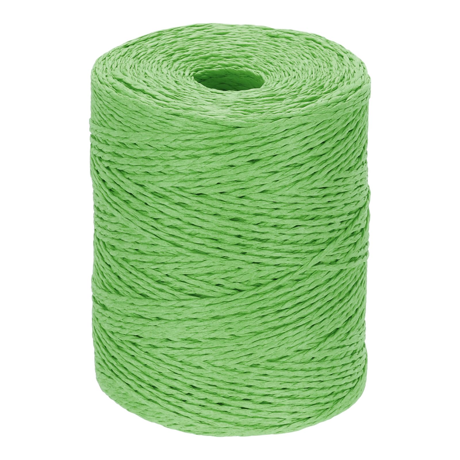 PATIKIL Natural Cotton Raffia Yarn 328 Yard, Crochet Raffia Paper Ribbon for DIY Sun Hat Beach Bag Crochet Yarn Wrapping Knitting, Grass Green