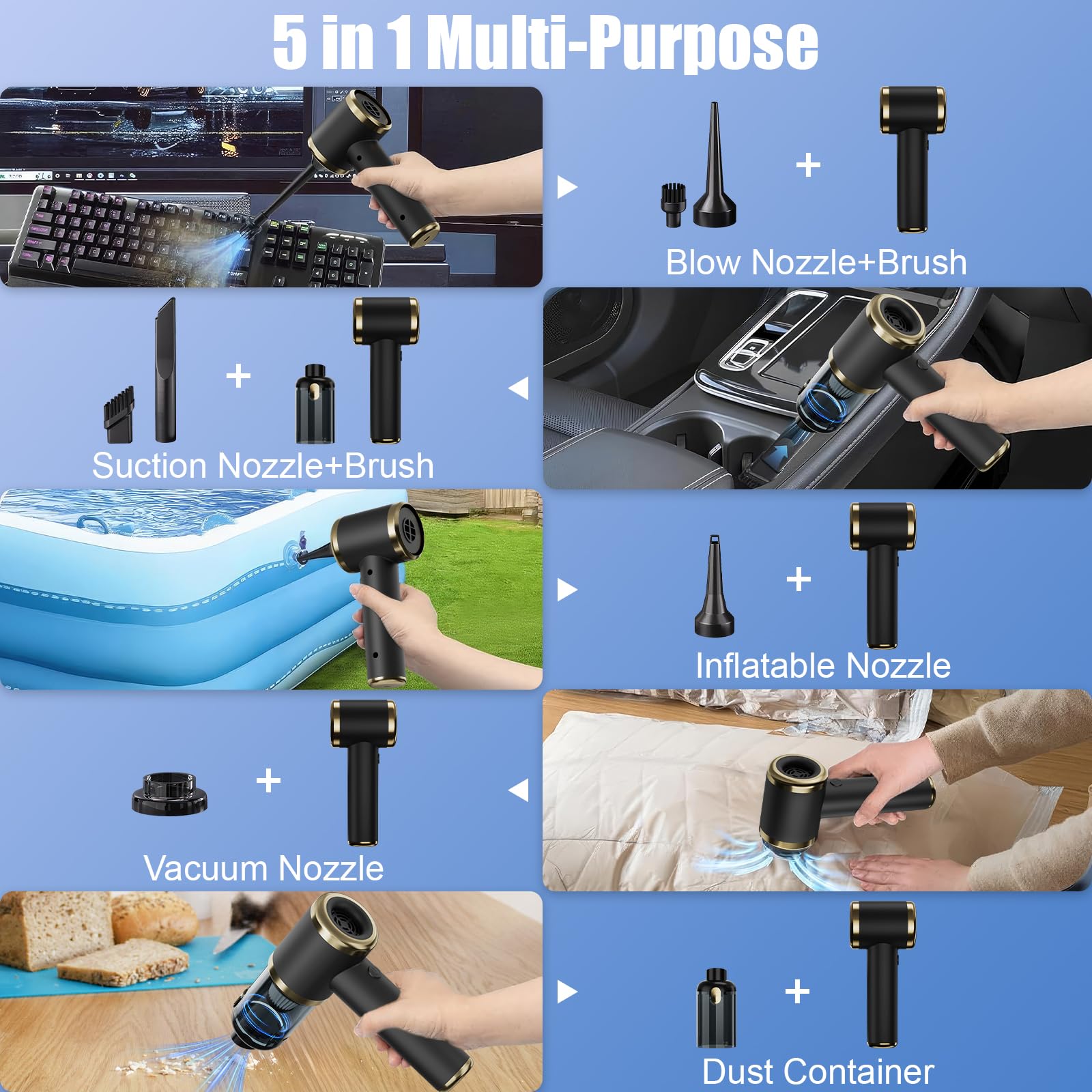 Aspirateur De Voiture Portable Sans Fil Avec Lumière Led, Aspiration Puissante, Aspirateur À Main Léger Et Rechargeable à Prix
