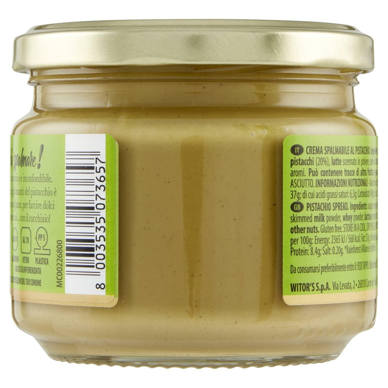 Italian Gourmet - Pistazien-Creme 20% Pistazien 6×220 g | Streichzarter Brotaufstrich für Frühstück, Desserts, Backen & Füllungen | Intensiver Pistaziengeschmack, cremige + Italian Gourmet Polpa