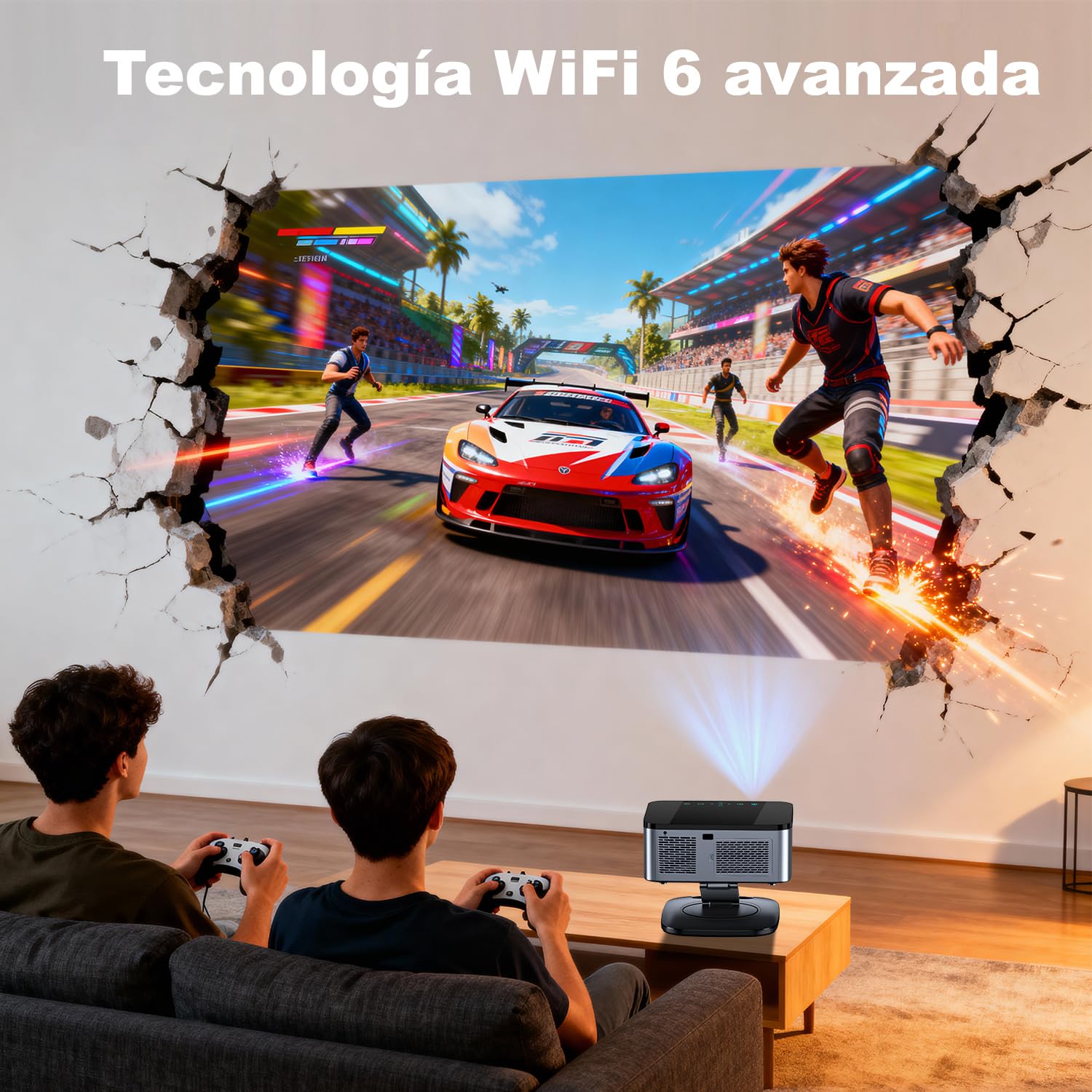 Videoprojecteur【LIC Off Google TV/1500 ANSI/Rotation 360°】 XIWBSY 2026 Projecteur Video Contrôle Vocal, Auto Focus/Keystone, Retroprojecteur 4K Supporté 38000 Lumen, Projector Bluetooth Home Cinéma