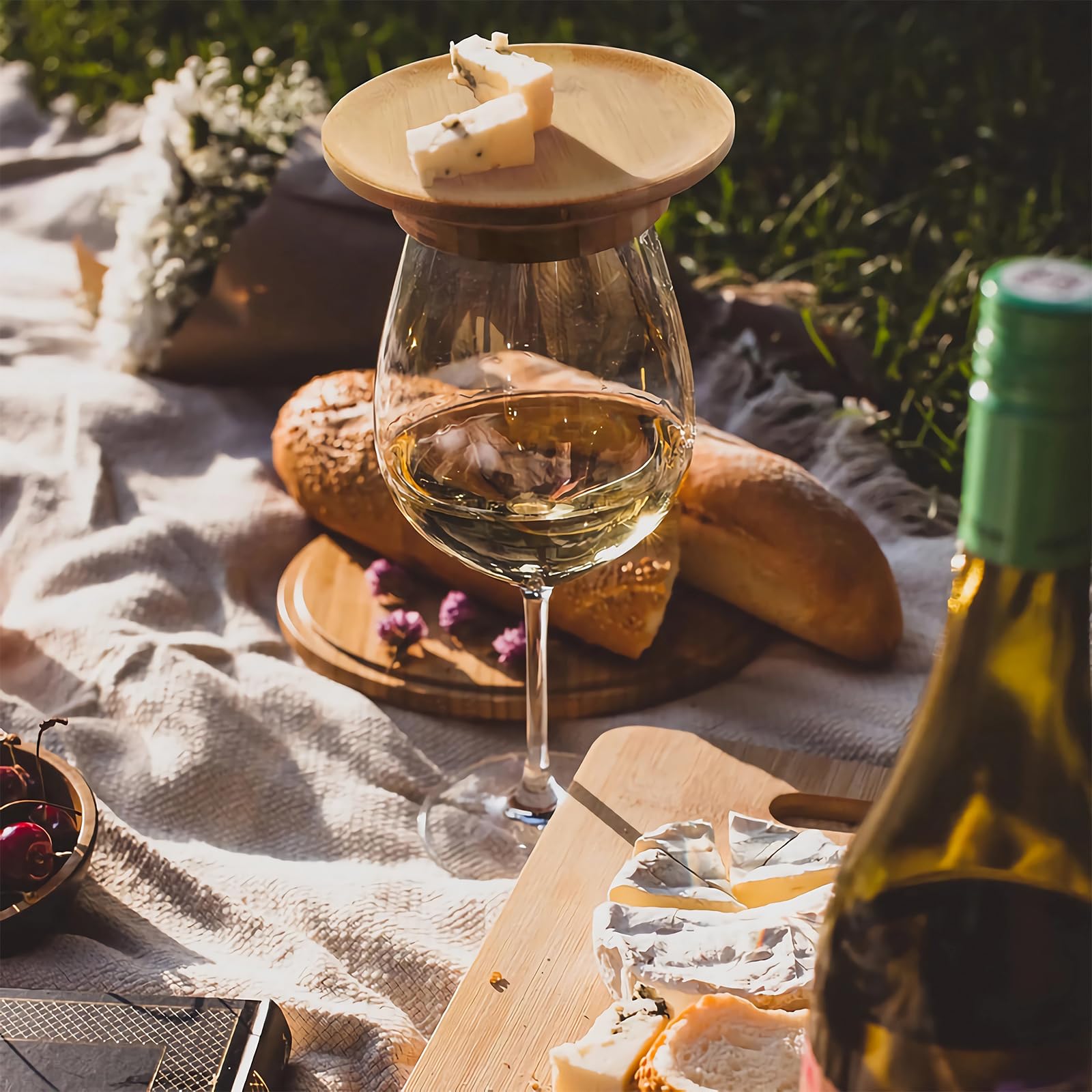 Sporgo Lot De 12 Décorations Verre à Vin En Bois - Planches Charcuterie Et Apéritif