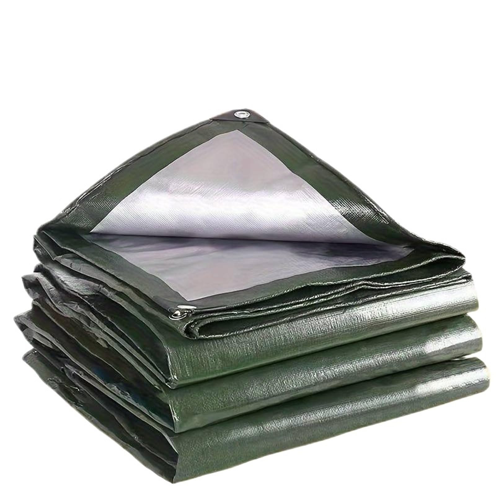 Heavy Duty Waterproof Cover Tarp, Waterproof Rain Fly Tarp Green Silver Car Awning Camping Fishing Sunshade Multiple Sizes(3x3.0m)