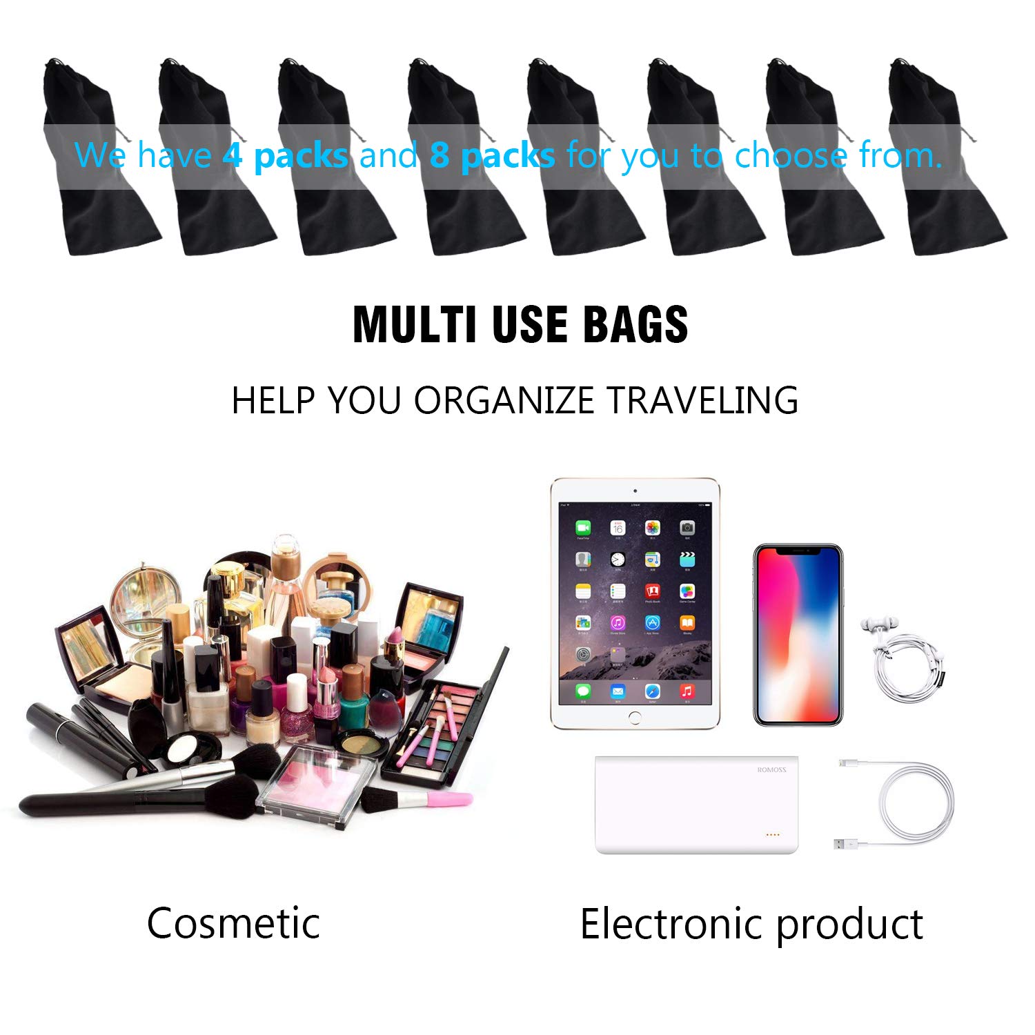 Borsa per Scarpe 100% Cotone Antipolvere Sacchetti per Calzature da Viaggio con Coulisse da Uomo e da Donna Sacchetto per Scarpe