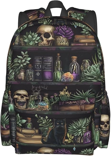 Skull Cat Backpack Laptop Backpacks Multipurpose Daypack For Men Women Travel Hiking