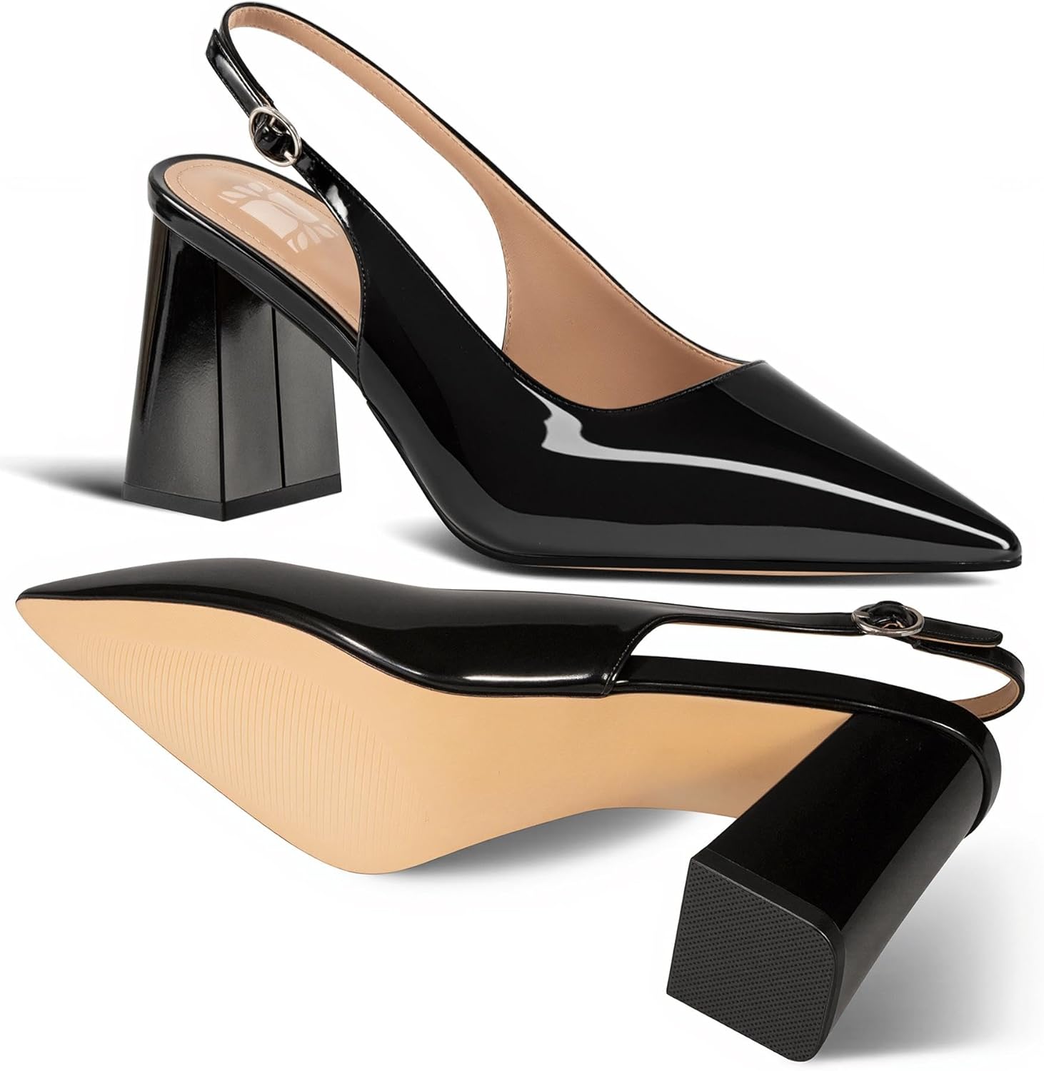 heelchic Chunky Heels for Women Pumps Closed Toe Slingback Block Heels Slip on Wedding Dressy Comfortable Shoes - Image 4