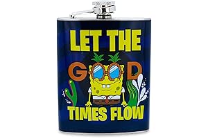 SpongeBob SquarePants "Mister Good Times" Stainless Steel Leakproof Hip Flask For Liquor,...